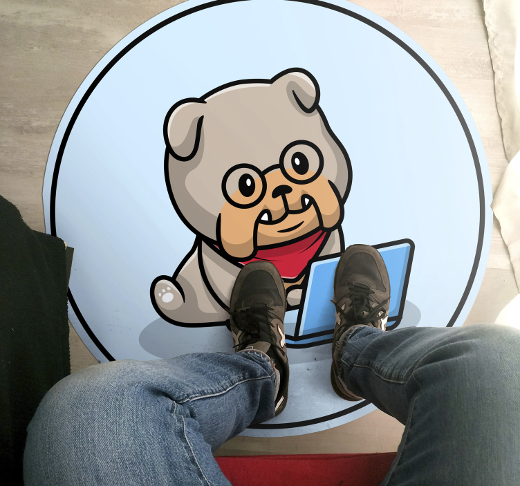 Tapis vinyle animal chiot avec ordinateur - TenStickers