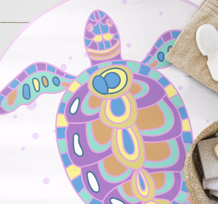 Tapis vinyle pour enfants illustration de tortue colorée - TenStickers