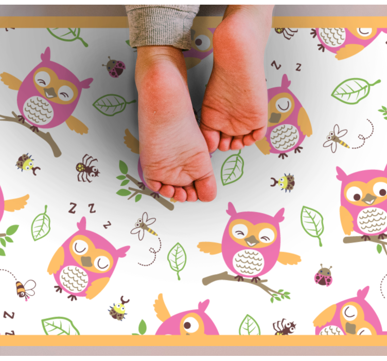 Tapis vinyle bébé joli motif de hibou - TenStickers