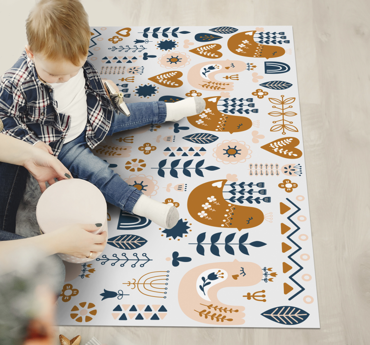Tapis vinyle enfant oiseaux style nordique - TenStickers
