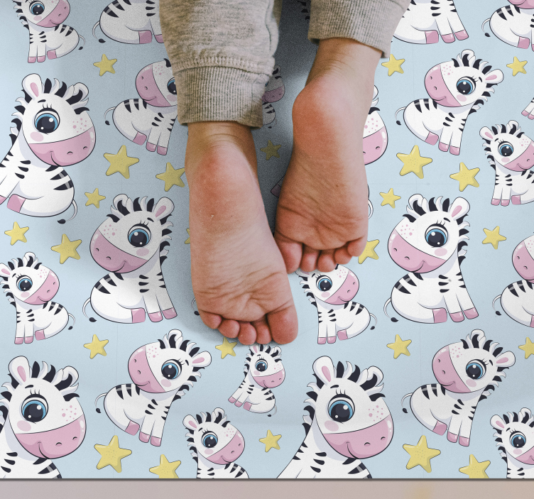 Tapis vinyle pour enfants motif étoilé zèbre - TenStickers