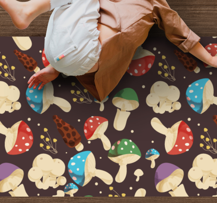 Tapis vinyle plantes motifs de champignons vibrants - TenStickers