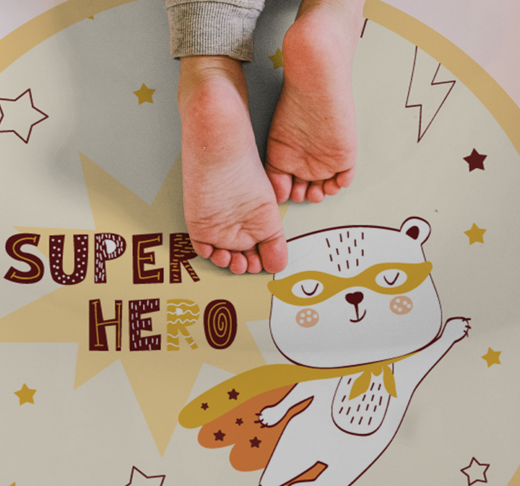 Tapis vinyle pour enfants ours de super-héros - TenStickers