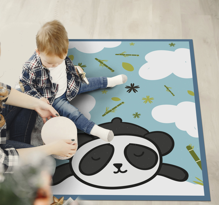 Tapis vinyle pour enfants paysage de rêve de panda - TenStickers