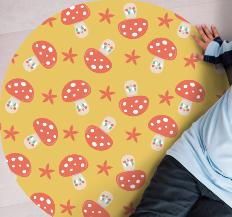 Tapis vinyle rond plaisir des champignons - TenStickers