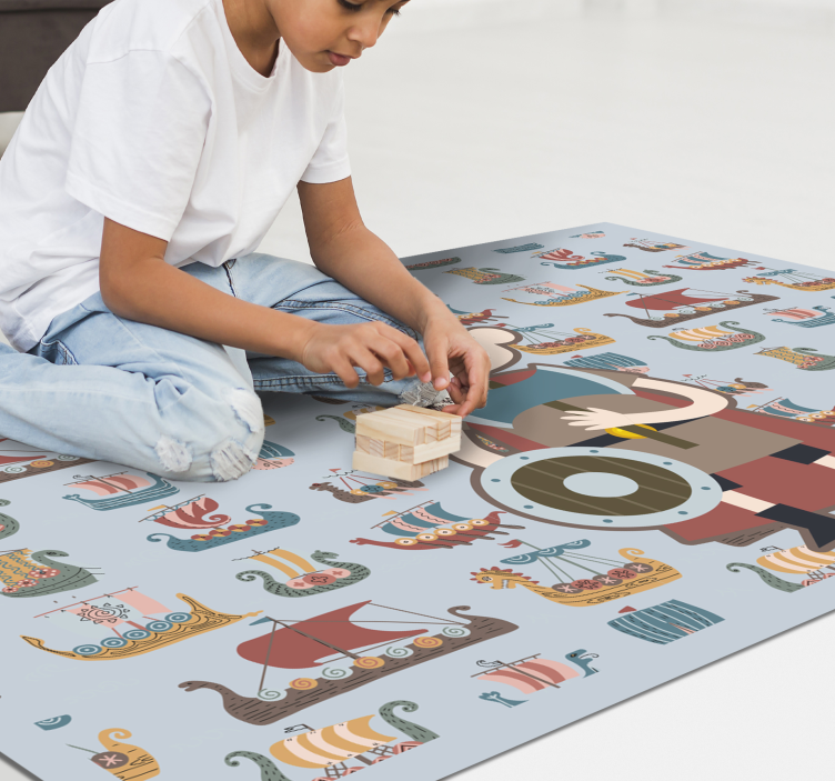 Tapis vinyle pour enfants aventures vikings - TenStickers