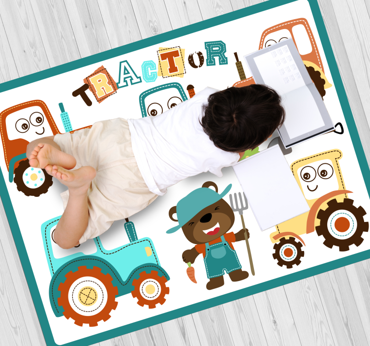 Tapis vinyle pour enfants tracteurs animés - TenStickers