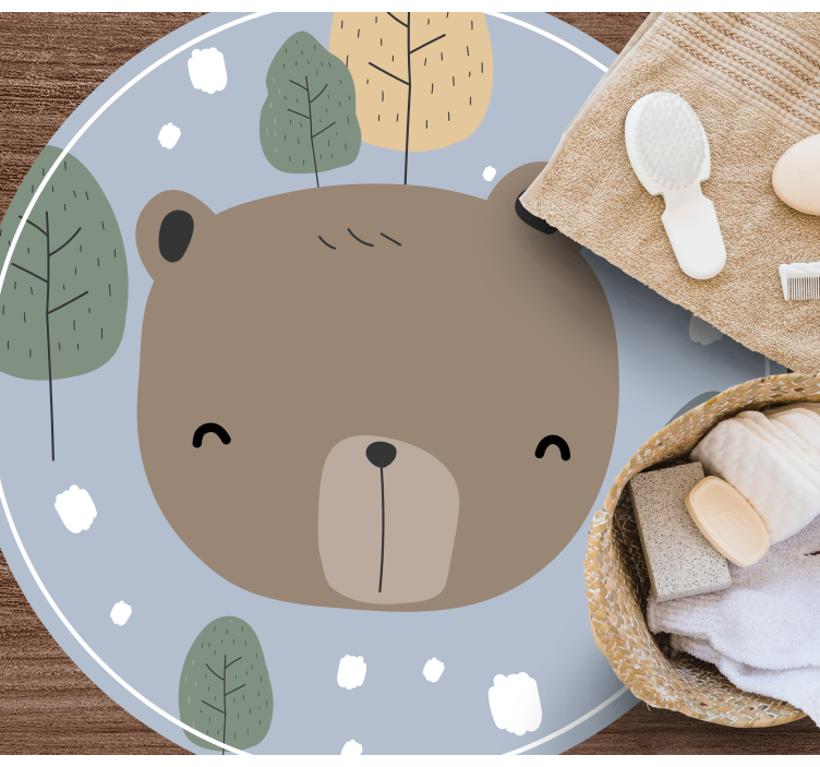 Tapis vinyle pour enfants visage d'ours heureux - TenStickers