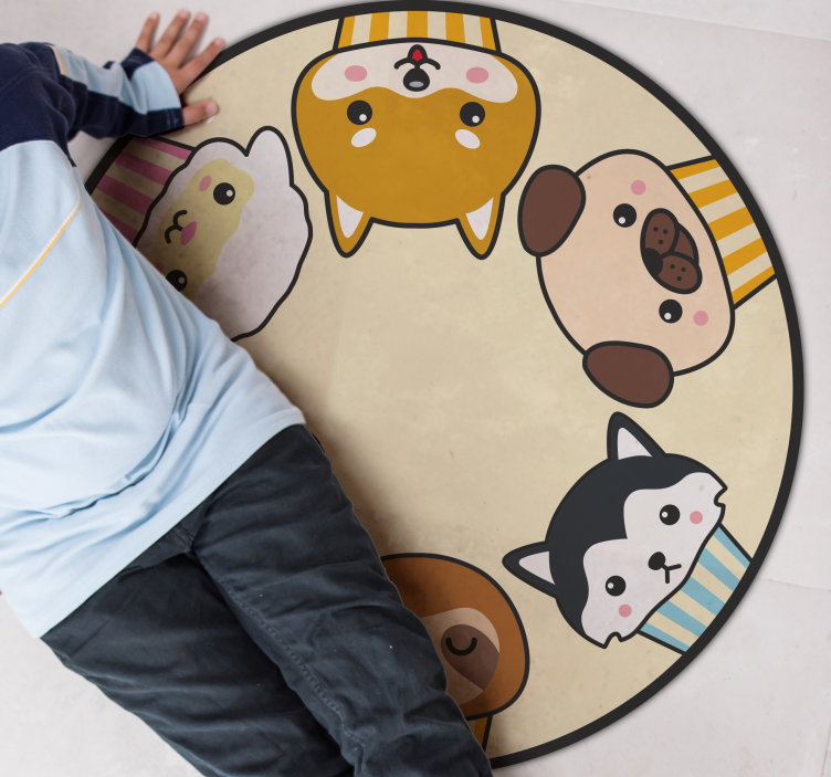 Tapis vinyle pour enfants visages d'animaux de dessin animé - TenStickers