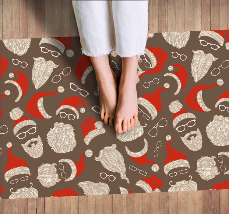 Tapis vinyle noël motif visages de santa - TenStickers