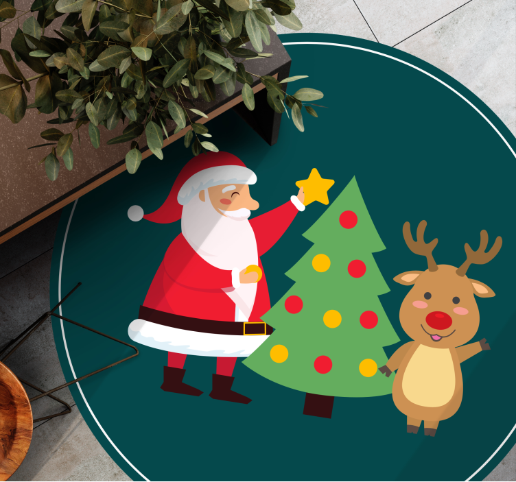 Tapis vinyle noël scène festive du père noël - TenStickers