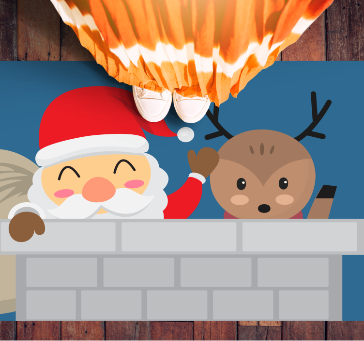 Tapis vinyle noël scène joyeuse de père noël - TenStickers