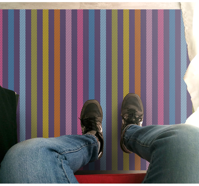 Tapis vinyle rayures fines lignes multicolores - TenStickers