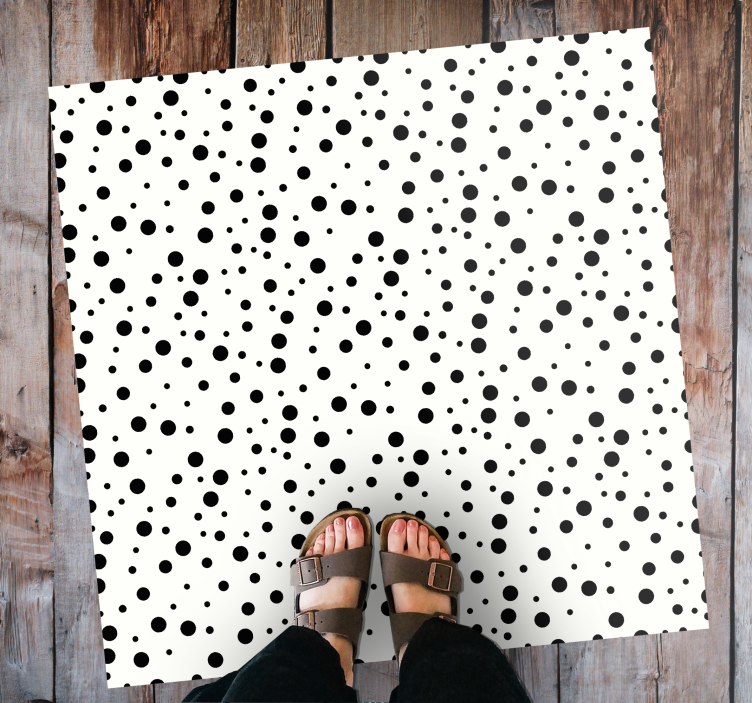 Tapis vinyle rayures motif à pois noirs - TenStickers