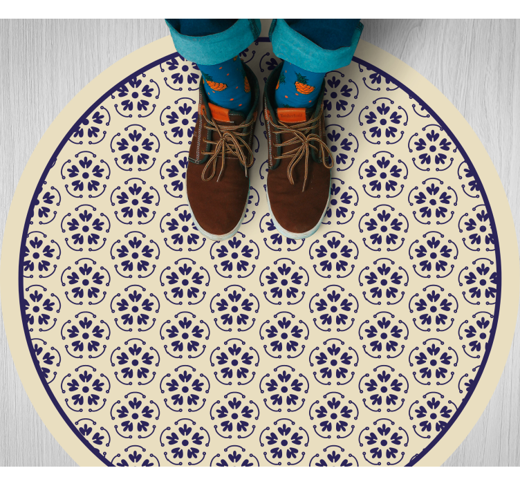 Tapis vinyle plantes motif de mosaïque circulaire - TenStickers