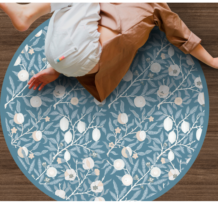 Tapis vinyle rond motif floral - TenStickers