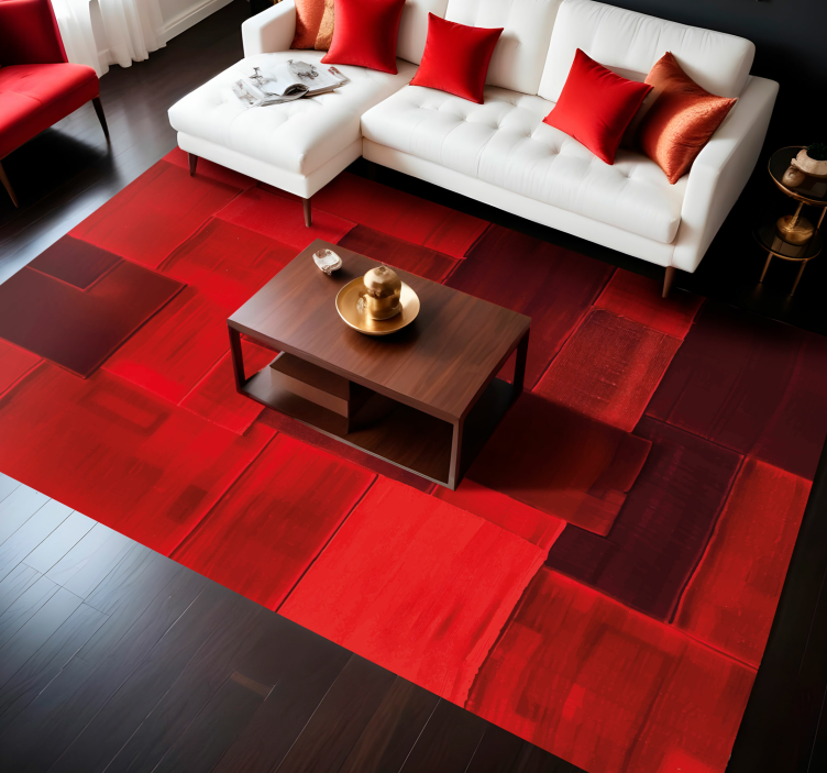 Tapis vinyle rouge motif reconstitué - TenStickers