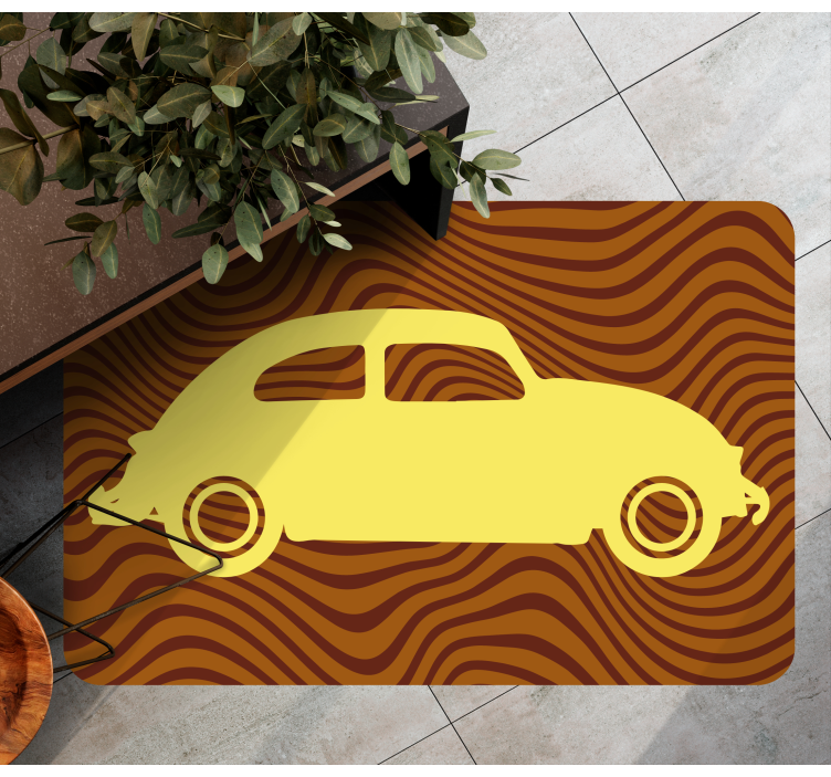 Tapis vinyle route silhouette de voiture ancienne - TenStickers