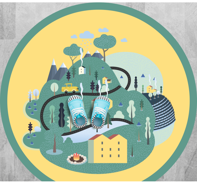 Tapis vinyle route voyage ludique dans le paysage - TenStickers