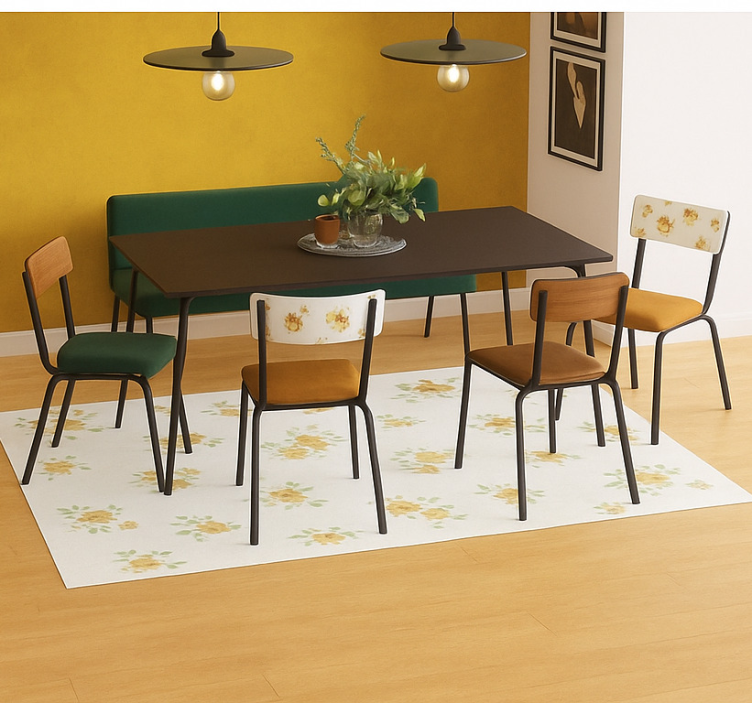 Tapis vinyle salle à manger délicat chintz floral - TenStickers