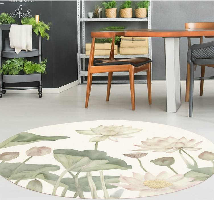 Tapis vinyle salle à manger fleurs botaniques aqueuses - TenStickers