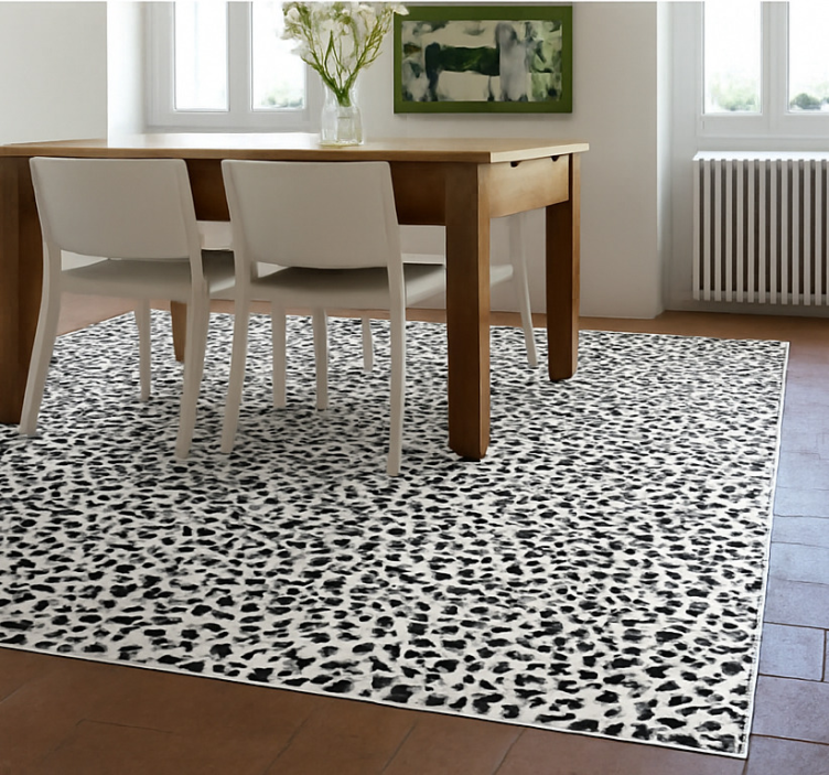 Tapis vinyle salle à manger imprimé léopard monochrome - TenStickers