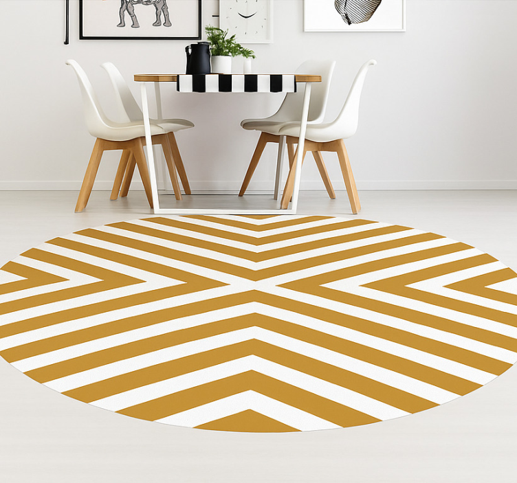 Tapis vinyle salle à manger motif à chevrons moutarde - TenStickers