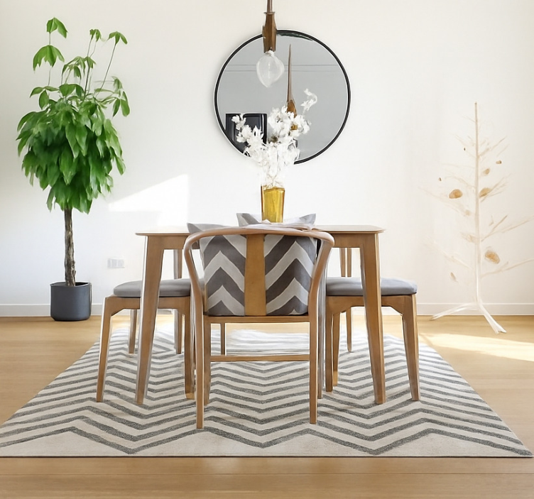 Tapis vinyle salle à manger motif en zigzag à chevrons - TenStickers