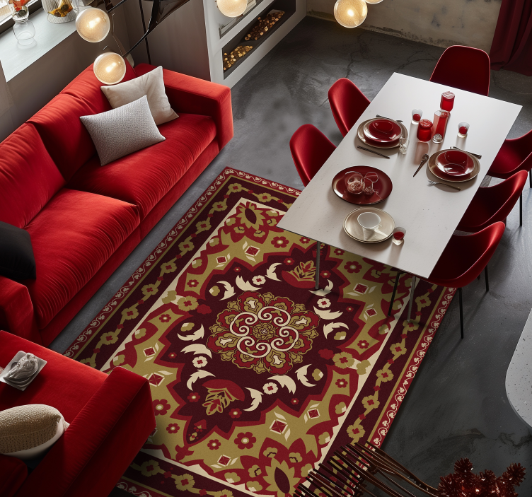 Tapis vinyle salle à manger vintage floral - TenStickers