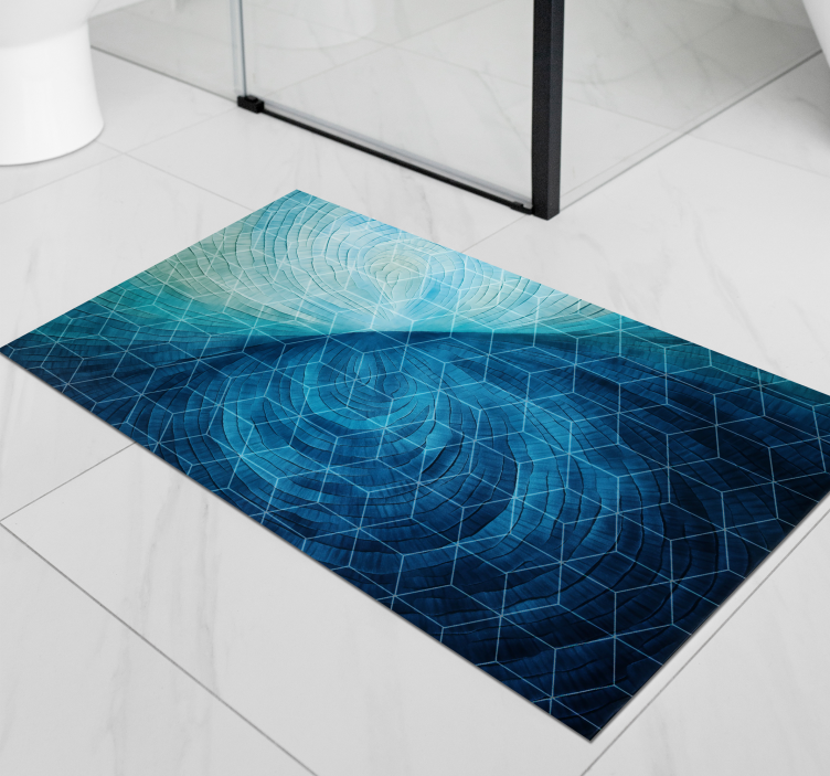 Tapis vinyle salle de bain abstrait bleu - TenStickers