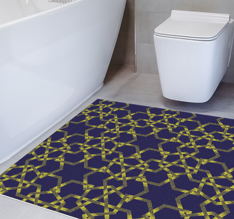 Tapis vinyle salle de bain bleu motif marocain - TenStickers