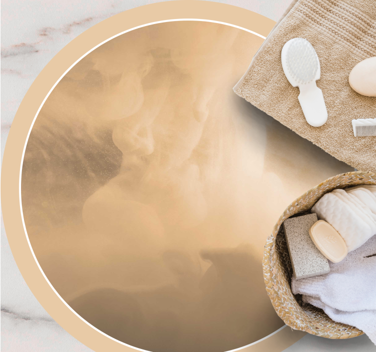 Tapis vinyle salle de bain ondulations crème douces - TenStickers