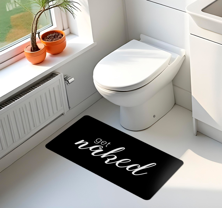 Tapis vinyle salle de bain texte get naked - TenStickers