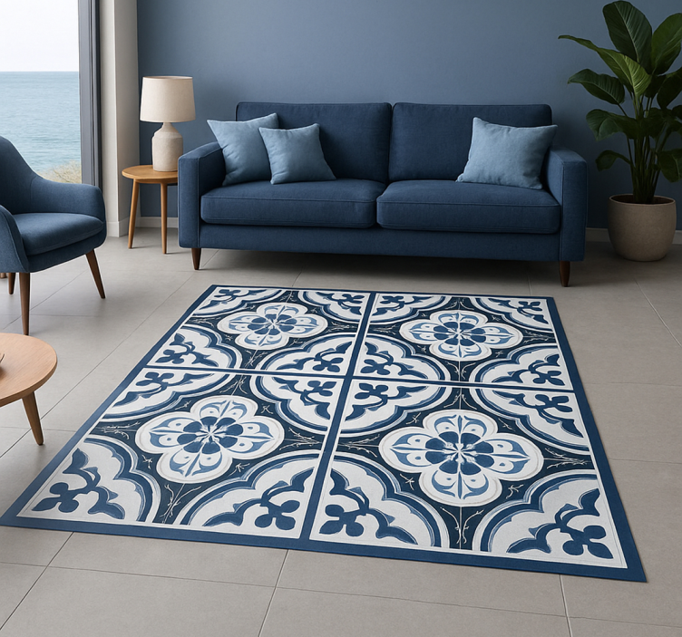 Tapis vinyle salon majorica bleue portugaise - TenStickers