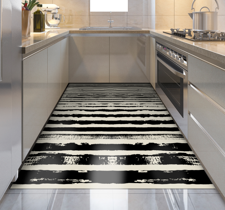 Tapis vinyle cuisine abstrait monochrome - TenStickers