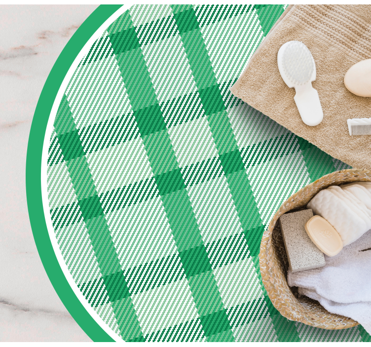 Tapis vinyle rond motif à carreaux verts - TenStickers
