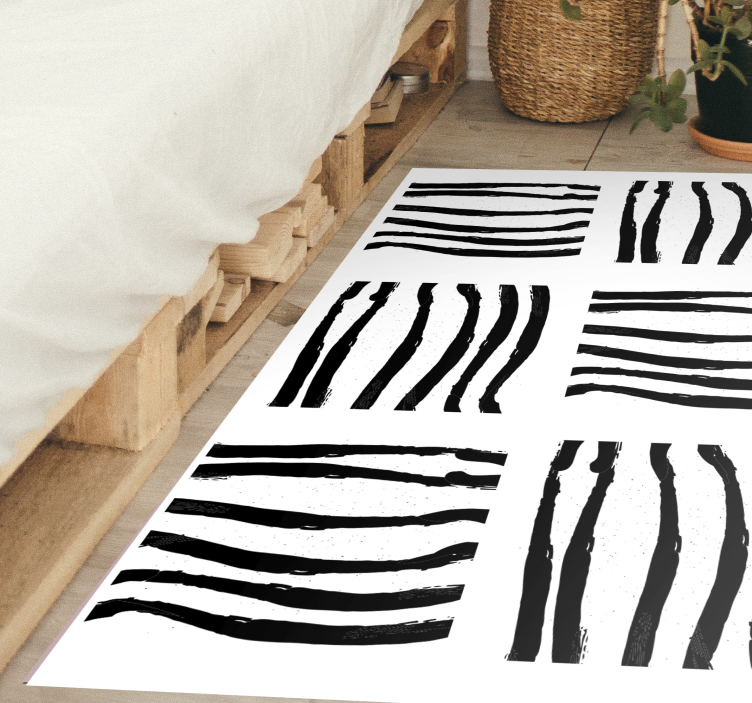 Tapis vinyle rayures lignes noires organiques - TenStickers