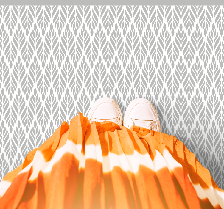 Tapis vinyle design moderne motif de feuilles grises - TenStickers