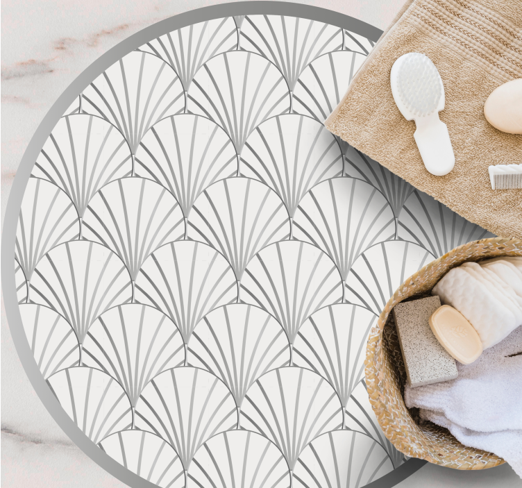 Tapis vinyle salle de bain motif d'éventail élégant - TenStickers