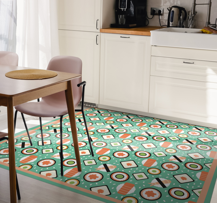 Tapis vinyle cuisine motifs inspirés des sushis - TenStickers