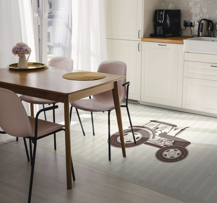 Tapis vinyle texture représentation de tracteur rustique - TenStickers