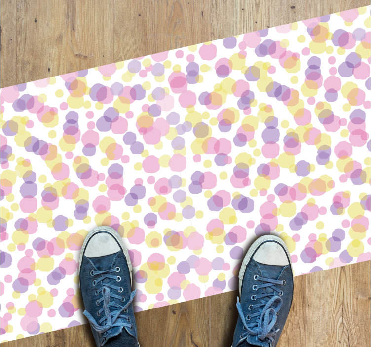Tapis vinyle salle de bain motif de bulles roses - TenStickers