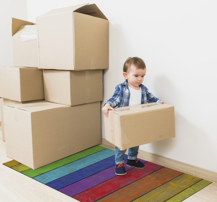 Tapis vinyle texture finition de planche arc-en-ciel - TenStickers