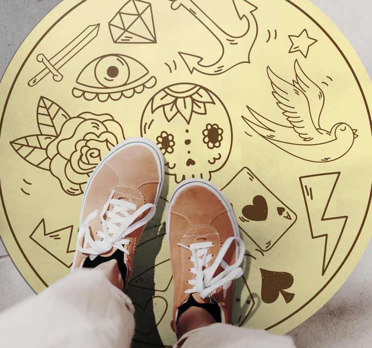 Tapis vinyle ado symboles de tatouage - TenStickers