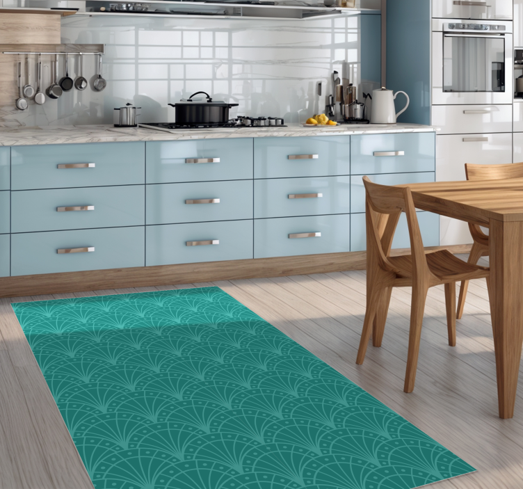 Tapis vinyle cuisine turquoise demi-cercles art déco - TenStickers