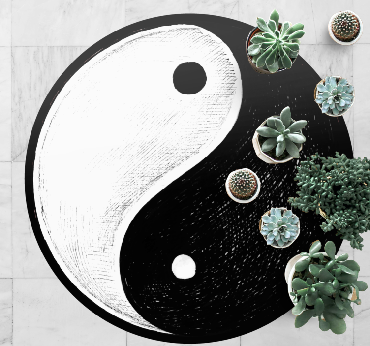 Tapis vinyle moderne équilibre original yin yang - TenStickers