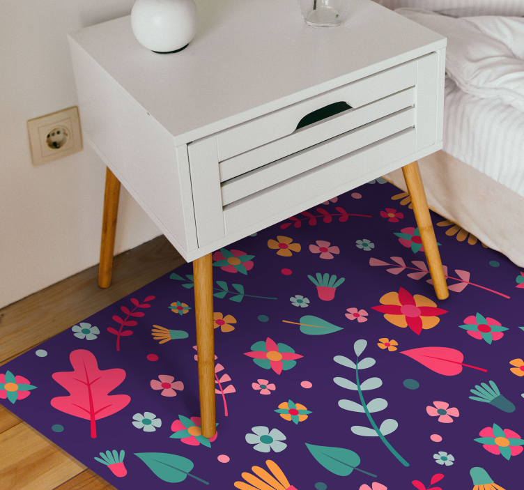 Tapis vinyle moderne Fleurie à pois - TenStickers