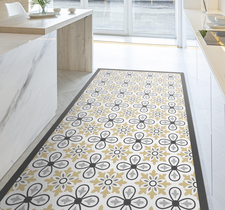 Tapis vinyle cuisine moderne floral antique - TenStickers
