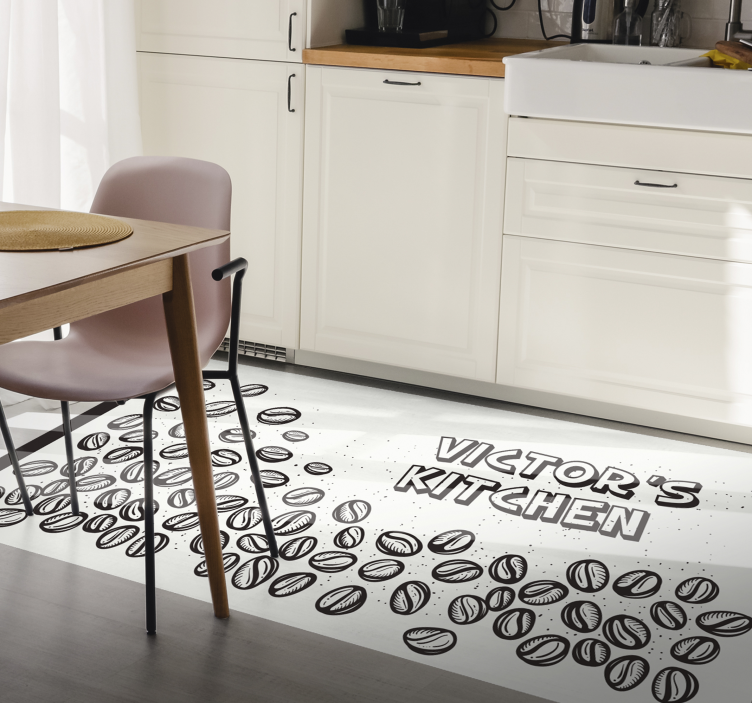 Tapis vinyle cuisine grains de café personnalisable - TenStickers
