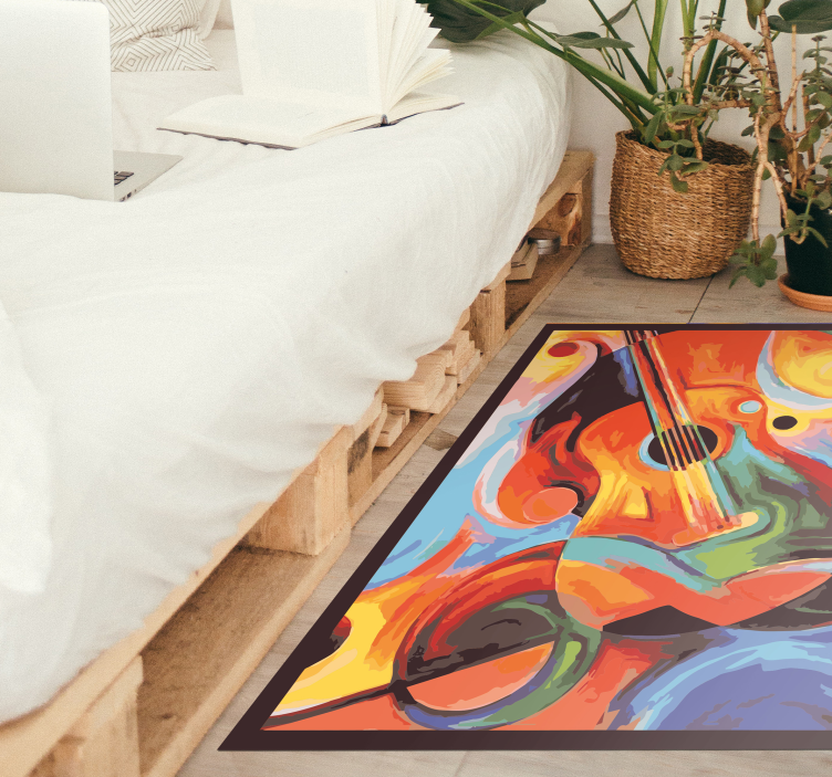 Tapis vinyle moderne guitare colorée art moderne - TenStickers